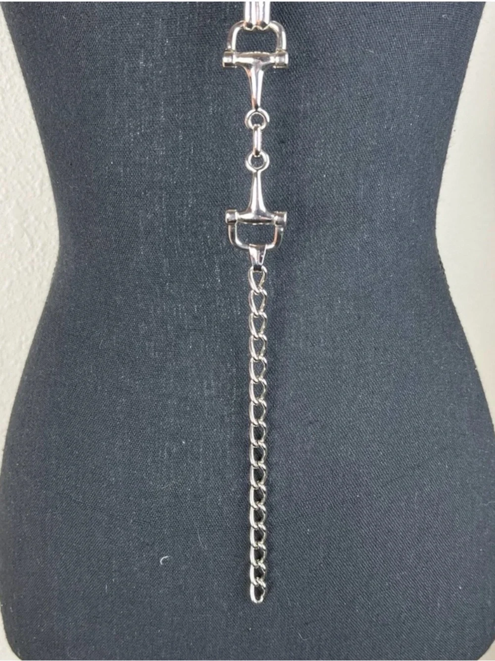 ESCADA Women’s Silver Tone Adjustable Equestrian Chain Link Horse Bit Belt